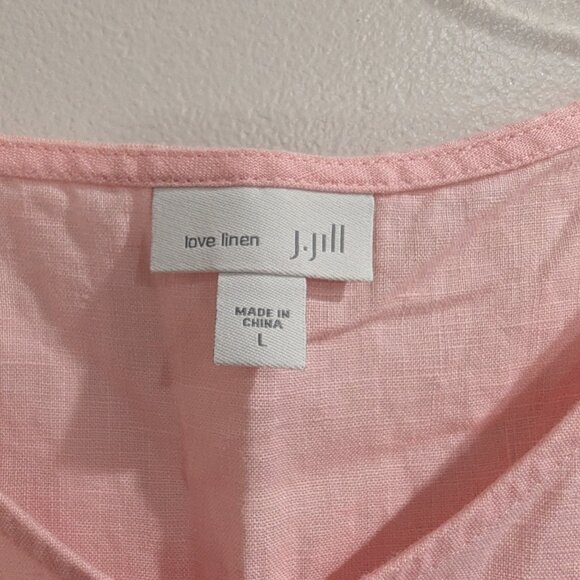 J. JILL 100% Linen Shift Dress L Baby Pink Pastel Sleeveless Loose Lagenlook - Picture 3 of 6
